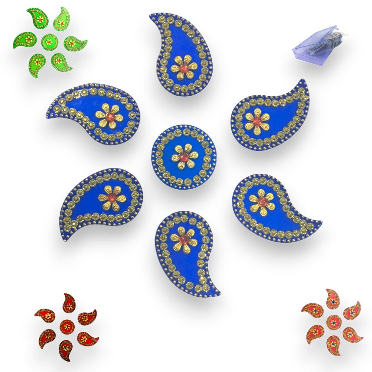 Diya Floor Rangoli Indian Traditional Handmade Reusable Acrylic Diya Rangoli Diwali Navratri Home Temple Decor Deepawali Wedding Housewarming Gift Floor Table Decoration (6.5 Inches)